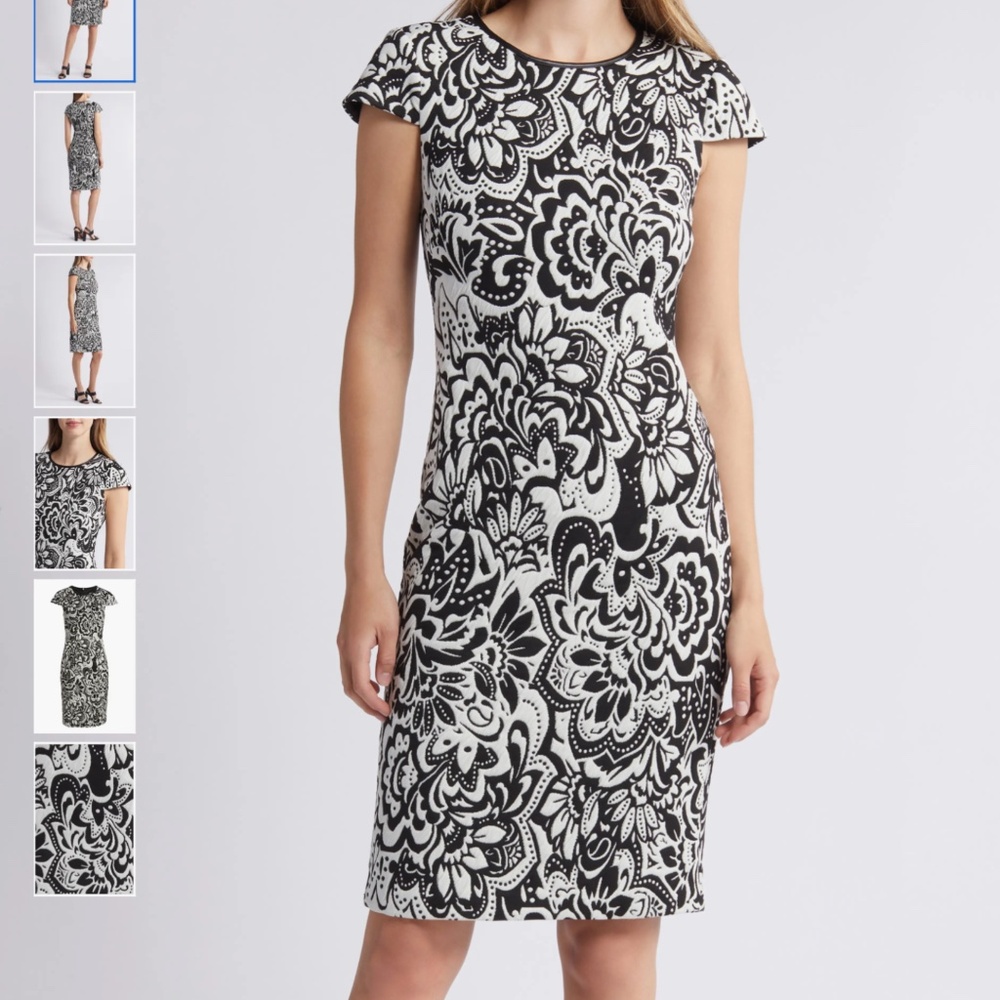 Vince Camuto Floral Jacquard Knit Sheath Dress, size 10